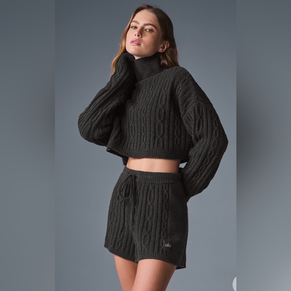 Alo charcoal Cable Knit Sweater